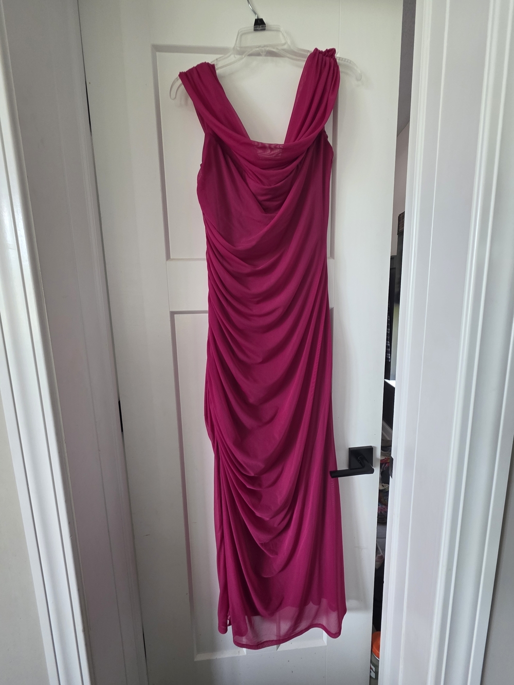 Abercrombie & Fitch Magenta Draped Sleeveless Maxi Dress